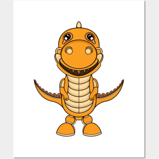 cute orange dino smile Posters and Art